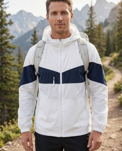 Chaqueta Cortavientos Ligera de Lona Personalizada para Hombre, Estilo Deportivo Casual para Exteriores con Cuello Alto y Cierre de Cremallera, Diseño Color Block - Product Image 2
