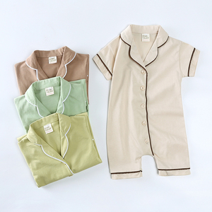 Barboteuse tricotée en coton pour bébés, grenouillères d'été pour nouveaux-nés, garçons et filles, vente en gros de vêtements pour nouveaux-nés - Product Image 3