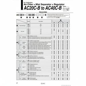 การรวมกันของลม AC30C-03E1-B ชิ้นส่วนนิวเมติก SMC - Product Image 1