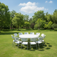 Vente directe d'usine - Tables rondes en plastique blanc pour mariages, fêtes, hôpitaux et restaurants - Tables pliantes de 6 pieds au design moderne pour l'extérieur