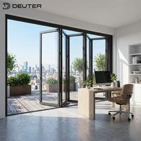 Puertas Plegables de Aluminio de Alta Resistencia con Rotura de Puente Térmico, Doble Acristalamiento Low-E, Puertas Bi-Plegables para Patio de Residencias de Lujo con Gran Apertura