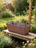 Jardinière rectangulaire en plastique imitation osier pour fenêtre, pot de fleurs suspendu pour balustrade, décoration extérieure pour balcon et jardin