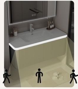 Minimalist Style Ceramic Integrated Basin Intelligent Defogging Lighting Mirror Wall-mounted <b>Bathroom</b> <b>Cabinet</b> Water Resistant - Product Image 6