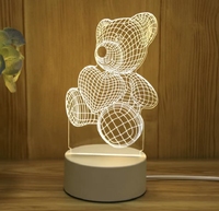 Base de lampe de nuit moderne en acrylique ABS 3D avec télécommande à 16 couleurs changeantes, LED à brancher, fonctionne sur piles, pour salon