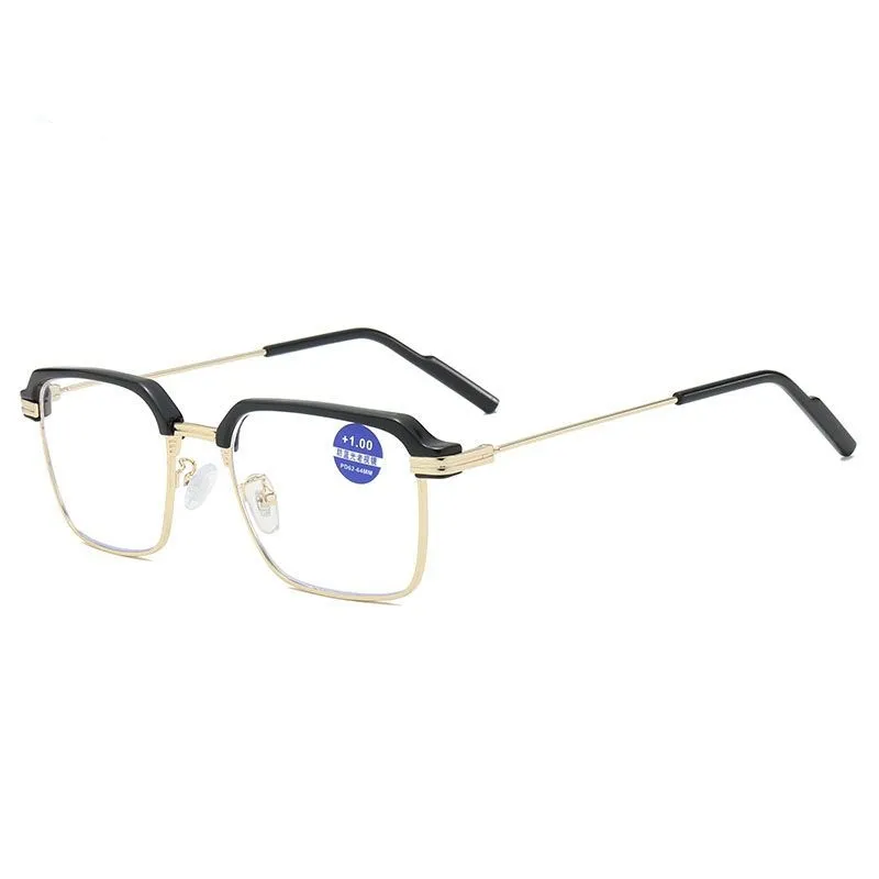 2023 New Vintage Metal Metade Fram Óculos de Leitura Multifocal Presbyopic Óculos Forma Quadrada Fotocromático Anti Blue Light Glasses