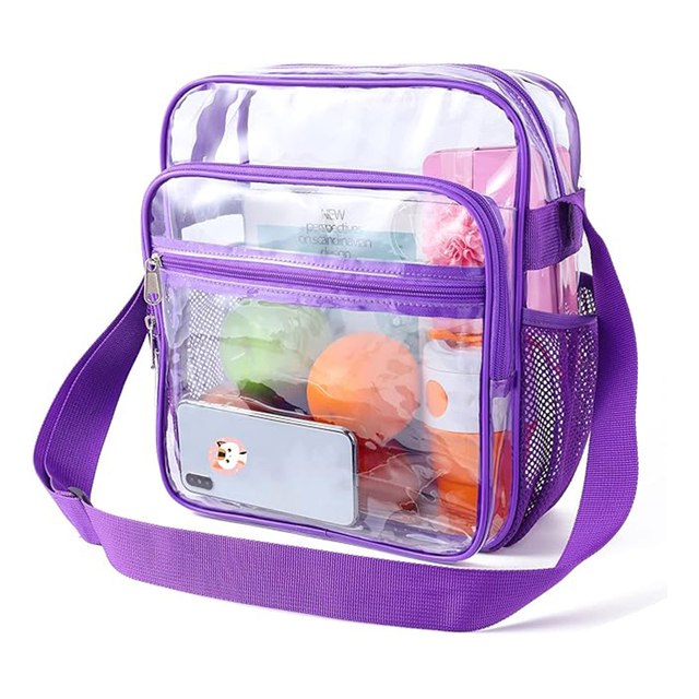 Custom Transparent Jelly PVC Cross Body Stadium Waterproof Zipper Cell Mobile Phone Bag Chains Messenger Clutch