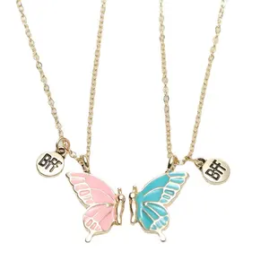 New Arrived Friendship Magnetite Necklace Colored Bff Best Friends Butterfly Pendant Necklace