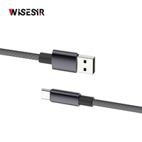 Câble de charge rapide WISESIR 60W PD 1M-3M 3A USB-A vers Type-C en alliage d'aluminium pour iPhone 17/16 Pro Max, ordinateur portable, bureau – En stock