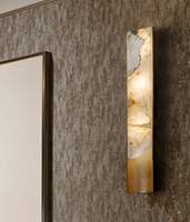 Applique murale LED décorative de luxe moderne en laiton et albâtre pour la maison, la chambre, le chevet, la salle de bain, le salon