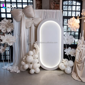 LEDA New Design LED Round White Acrylic PVC <b>Backdrop</b> <b>Stand</b> Arch for <b>Wedding</b> Party Events - Product Image 1