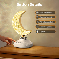 Speaker lampu bulan Multifungsi, dengan lampu samping tempat tidur malam, kontrol aplikasi pintar, lampu meja rumah, pemutar hadiah pesta