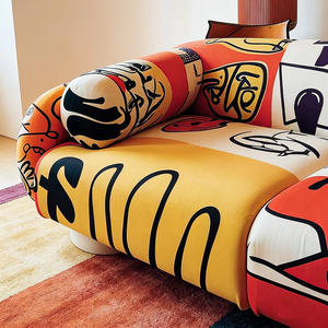 Canapé en tissu imprimé graffiti moderne, design d'art abstrait de luxe, ensemble de meubles de salon, canapé sectionnel rembourré - Product Image 5