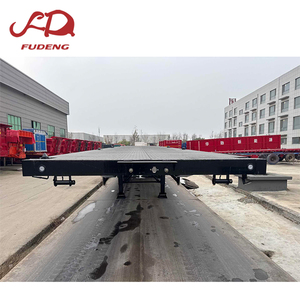 Semi-remorque à plateau plat en acier noir à 3 essieux Fudeng personnalisable, suspension mécanique, charge utile maximale <span class=keywords><strong>de</strong></span> 60 tonnes pour le <span class=keywords><strong>transport</strong></span> - Product Image 2