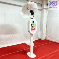Station de partage photo portable de haute qualité pour iPad et smartphones, avec cadre métallique, pour événements de mariage, et anneau lumineux mobile