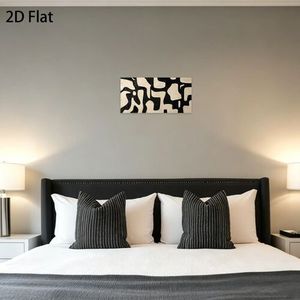 Impression sur toile abstraite personnalisée, décoration murale rectangulaire plate 2D, motif géométrique minimaliste, sans cadre, fond beige - Product Image 2