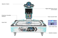Table de hockey sur air interactive pour 4 joueurs avec lumières LED, jeu d'arcade à monnayeur, multilingue (espagnol et anglais)
