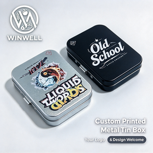 Caja metálica cuadrada personalizada OEM con bisagras, pequeña caja de almacenamiento de hojalata con cierre seguro para dulces y dispositivos electrónicos, venta al por mayor - Product Image 1