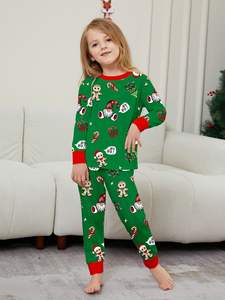 Conjunto de pijamas de Navidad verdes <span class=keywords><strong>y</strong></span> rojos al por mayor para la familia Conjunto de pijama de Navidad para niños de nuevo estilo - Product Image 2