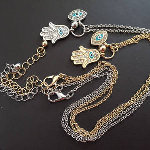 Offre Spéciale or argent chaîne diamant mauvais yeux Hamsa <span class=keywords><strong>pendentif</strong></span> collier pour femmes Blue Eye collier - Product Image 6
