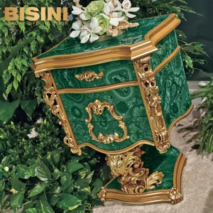 Costoso stile italia Villa reale castello fatto a mano in legno intagliato prezioso Malachite verde accanto al tavolo camera da letto comodino - Product Image 2