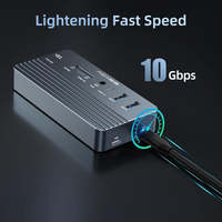 Station d'accueil USB-C USB 3.2 Gen 2 10 Gbit/s Hub pour Ethernet RJ45 2.1, PD 100W, NVMe SSD, SD, TF, Audio 3.5mm
