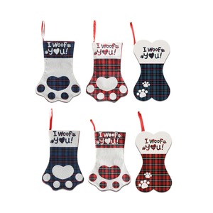 Nuevas medias navideñas de tela con estampados creativos, decoraciones para el hogar con huellas de perros y gatos, árbol de Navidad, <span class=keywords><strong>chimenea</strong></span> CNYB18 - Product Image 5