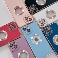 Nouveau En 2022 Électrolytique Lentille Protection Tpu Téléphone Cas Pour Téléphone 11 12 13 14 Pro Max Xs X Xr 7 8 Plus Creux Logo Out Couverture
