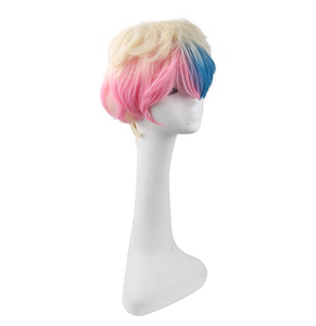 <span class=keywords><strong>Peluca</strong></span> corta Harley Quinn Clown Girl-<span class=keywords><strong>Peluca</strong></span> sintética <span class=keywords><strong>de</strong></span> alta calidad con gorro cómodo a juego <span class=keywords><strong>de</strong></span> Color rojo y azul vibrante - Product Image 2