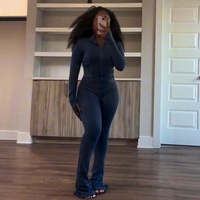 Ensemble de vêtements de sport pour femmes, hauts à manches longues avec fermeture éclair, leggings de sport taille haute