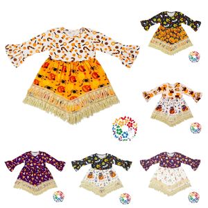 Uno collega A Manica Lunga Ragazze Casual Frock Designs Giorno di Halloween <span class=keywords><strong>Zucca</strong></span> di Nuovo Disegno Neonate Vestono - Product Image 1