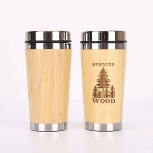 Custom Logo 450Ml Stainless Steel Tumbler Wholesale Wooden <b>Bamboo</b> Travel Coffee <b>Mug</b> - Product Image 4