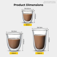 Kingze Conception moderne personnalisée 80ml 220ml 300ml Tasse à café expresso cappuccino jus de crème glacée à double paroi en verre