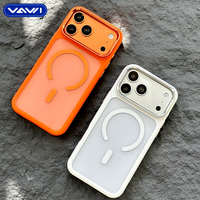 VAWI B456 Coque de protection antichoc magnétique en PC mat tendance avec support d'objectif métallique pour iPhone 15 16 17 Pro Max