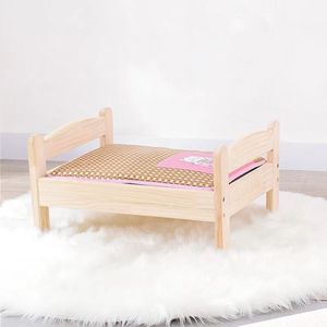 Solid Wood Pet <b>Bed</b> Rectangle Washable Cat <b>Bed</b> Faux Fur Fill Floor Standing For Cat - Product Image 1