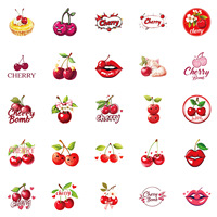 50 stuks kersenstickers waterdichte vintage rode fruitstickers esthetische bomstickers voor waterfles telefoonhoesje gitaar koelkast