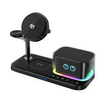 Station de charge magnétique intelligente sans fil 5 en 1 AI Qi2 25W avec haut-parleur Bluetooth, écran TFT et lumière RGB