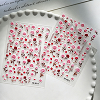Autocollants pour ongles romantiques en relief 5D, fleurs de rose, pétales roses et rouges, autocollants décoratifs pour ongles, autocollants adhésifs pour la décoration des ongles, pour la manucure DIY