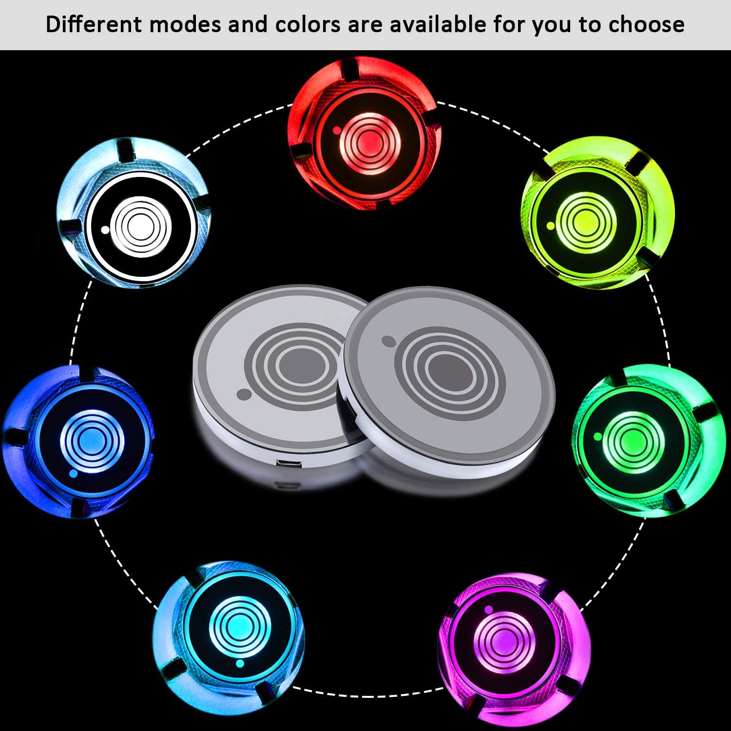 Custom Led Car Coasters Water Cup Mat Usb Charging Led Car Cup Holder