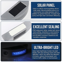 Borne de signalisation routière solaire en aluminium moulé sous pression, demi-lune, étanche IP68, avec lumière d'avertissement LED active, alimentée par énergie solaire
