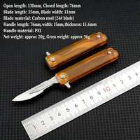 Couteau utilitaire pliable PEI Handle Mini avec lame en acier au carbone n°24 remplaçable, couteau de poche pour artisanat, déballage de colis, couteau EDC