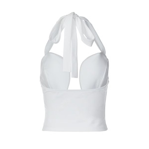 Nouveauté 2026, Top Halter Enveloppant Uni Style Ins Européen Américain Tendance, Bustier Femme à Double Couche avec Armatures en Acier et Découpes - Product Image 3
