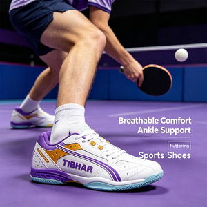 Zapatos de Tenis de Mesa Profesionales de Alta Calidad de la Marca <span class=keywords><strong>TIBHAR</strong></span>, Modelo 01922, Color Morado y Dorado, Zapatos Portátiles y Duraderos al por Mayor - Product Image 3