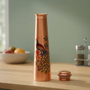 ขวดน้ำทองแดงลายนกยูงสไตล์โอเรียนเต็ลแบบพกพาสำหรับใช้ในบ้าน - Product Image 4