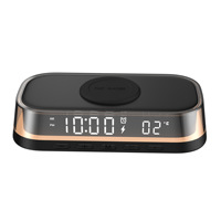 Pengisi Daya Nirkabel Multifungsi Desktop 15W, Pengisi Daya Nirkabel Tiga-dalam-Satu, Termometer, Lampu Malam Sentuh, Pengisi Daya Nirkabel
