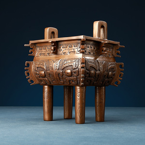 Adorno Cuadrado de Cobre Yu Fang Ding en Bronce Púrpura, Decoración Tradicional para el Hogar u Oficina, Regalo de Año Nuevo Chino para la Sala de Estar - Product Image 2