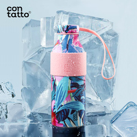 Bouteille d'eau isotherme en acier inoxydable 304 à imprimé tropical tendance, garde le froid pendant 15H, gourde sport portable, maintien thermique 24-36 heures