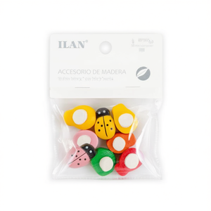 Accessorio in Legno a Forma di Scarabeo ILAN, Adesivo 18mm, Confezione da 8 Pezzi - Product Image 1