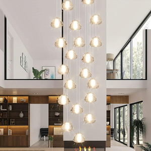 Tùy Chỉnh Treo Mặt Dây Chiếu Sáng Pha Lê Vàng Dài Bong Bóng Đèn Chùm Cho Cầu Thang Hành Lang Phòng Khách - Product Image 5