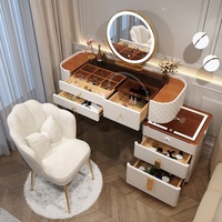 Table de maquillage intelligente pour chambre à coucher, style moderne et simple, multifonctionnelle, avec miroir de rangement en verre et chargement sans fil Bluetooth