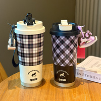 Mug isotherme à double usage avec revêtement céramique, design élégant, avec paille, portable, pour le sport et la voiture, idéal comme cadeau